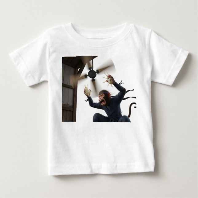 Episk Ninja-Schimpans-Krigarfigur-Illustration T Shirt (Framsida)