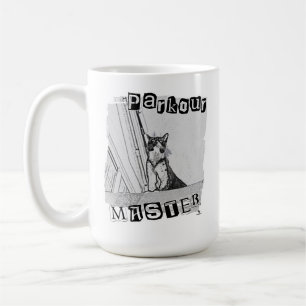 Episk Parkour Mästare Rolig Punk Kisse Design Kaffemugg