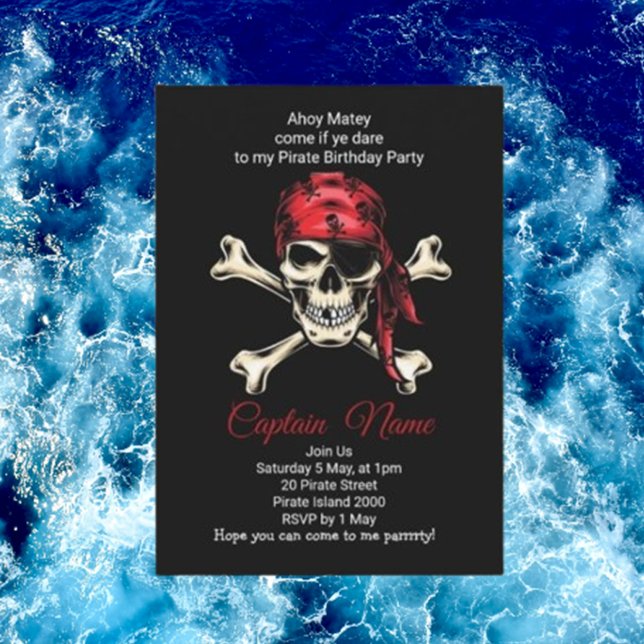 episk piratfödelsedagsfest inbjudningar (Boy Birthday Card Invitations, Kids Invitations,)