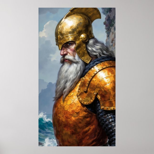 Episk riddare vikingkrigare rustningsaffisch poster (Framsidan)