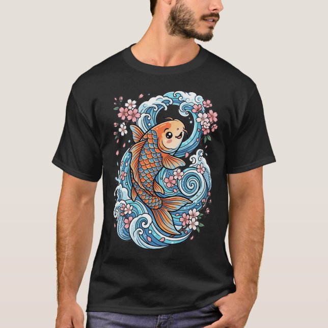 Episk Samuraj Koi Fisk T Shirt (Framsida)