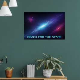 Episk Sci Fi Universum Glödande Blå Nebulosa Poster