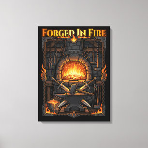 Episk smedja smältugn och svärd fantasy konst canvastryck