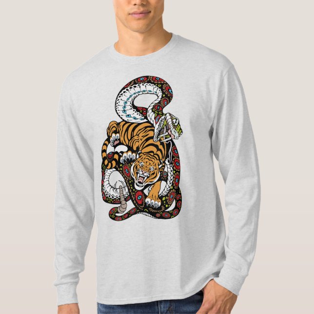 Episk Strid: Tiger mot Orm Konst T Shirt (Framsida)