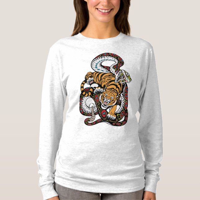 Episk strid: Tiger mot ormartskonst T Shirt (Framsida)
