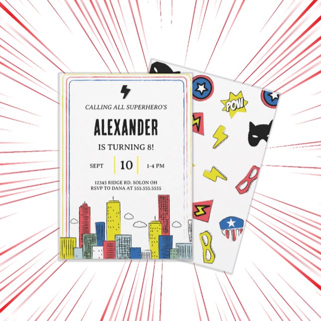 Episk superhjälte-inbjudan | Pojkarnas serietidnin Inbjudningar (Skapare uppladdad)
