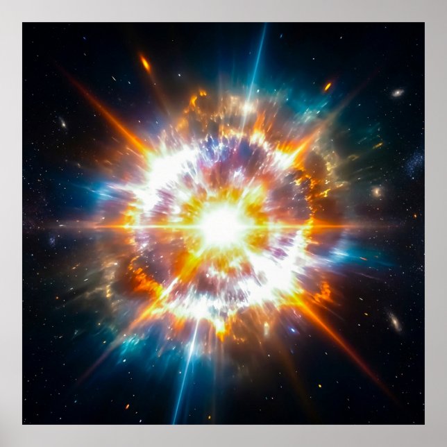 Episk Supernova Kosmisk Explosion Djupa Rymden Poster (Framsidan)