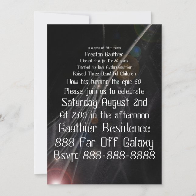 Episka galaktisktt Geeky födelsedaginbjudningar Inbjudningar (Framsida)