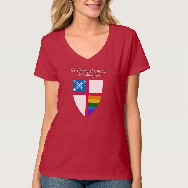 Episkopalkyrkan välkomnar dig LGBTQ T Shirt (Framsida)