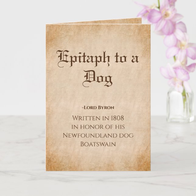 Epitaph till en Hund Dikt av Lord Byron Kort (Orkide)