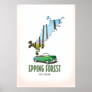 Epping Forest Essex England karta Poster
