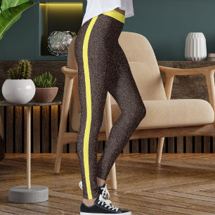 Epresso Gult Spakles Glitter Mönster Rand Leggings
