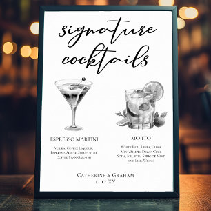 Epresso Martini Mojito Svarta Vita Cocktaildrycker Poster