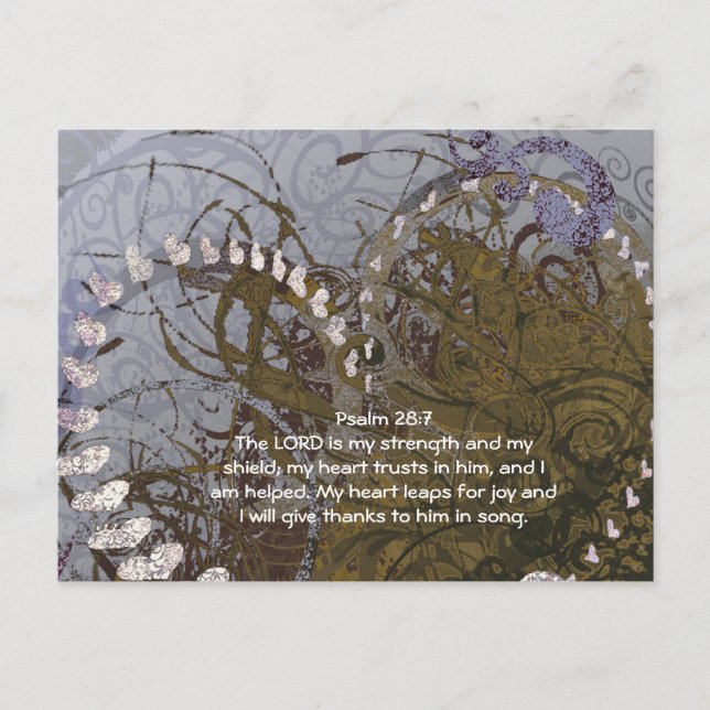 EPsalm 28:7 - LORDEN är min styrka, och mitt Vykort (Framsida)