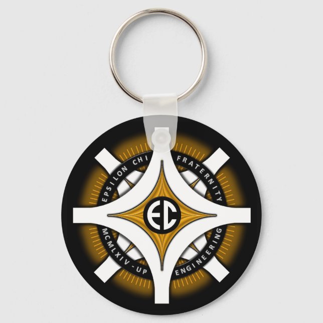 Epsilon Chi Black Background Keychain Nyckelring (Framsida)