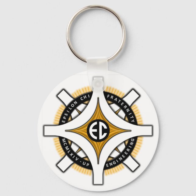 Epsilon Chi White Background Keychain Nyckelring (Framsida)