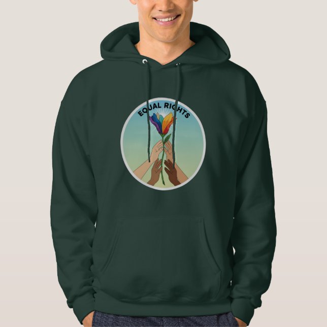 Equal Rights Rainbow Flower-Diverse and Unity Hoodie (Framsida)
