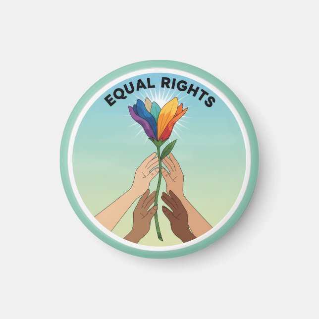 Equal Rights Rainbow Flower – Diversity and Unity Magnet (Framsidan)