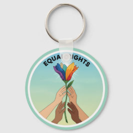 Equal Rights Rainbow Flower – Diversity and Unity Nyckelring