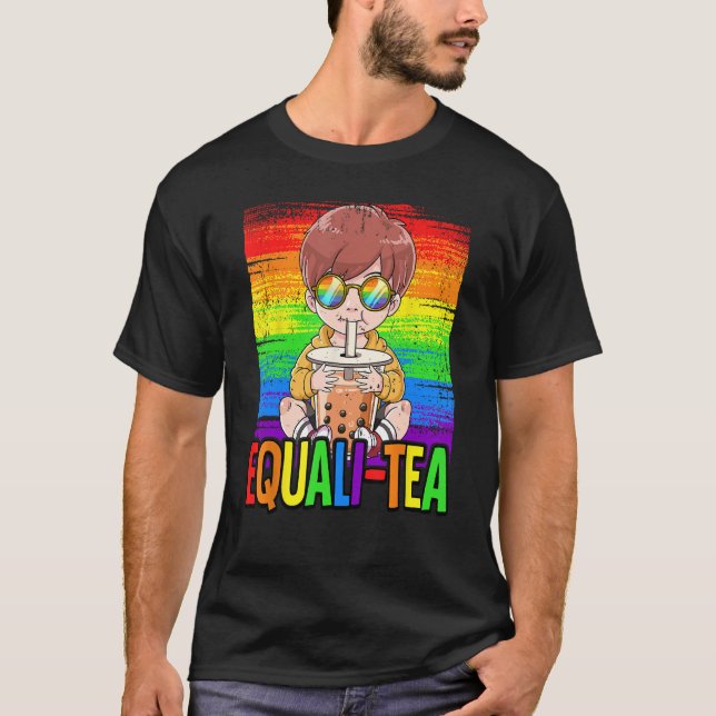 Equali Tea Bubble Tea Boba Tea LBGT Gay Pride Rain T Shirt (Framsida)