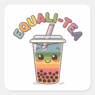 Equali-Tea Roligt HBTQ-Bubbelte Pride Månad Fyrkantigt Klistermärke
