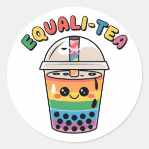 Equali-Tea Roligt HBTQ-Bubbelte Pride Månad Runt Klistermärke