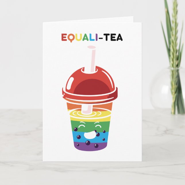 Equalitea LGBTQ pride rainbow flagga boba bubble t Kort (Framsida)