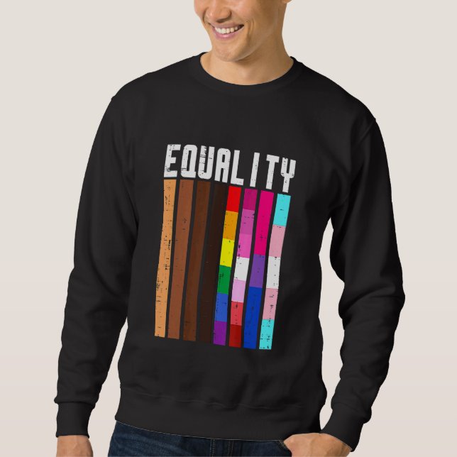 Equality Black Lgbt Pride Rainbow Lesbisk Gay Bi T Lång Ärmad Tröja (Framsida)