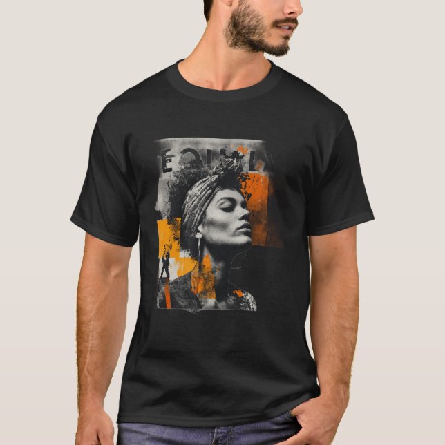 Equality Collage – Bold Orange & Black Activist Ar T Shirt (Framsida)
