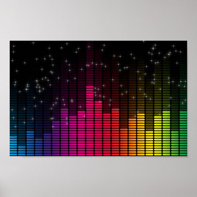 Equalizer Disco Ljus Musik Volym Poster (Framsidan)