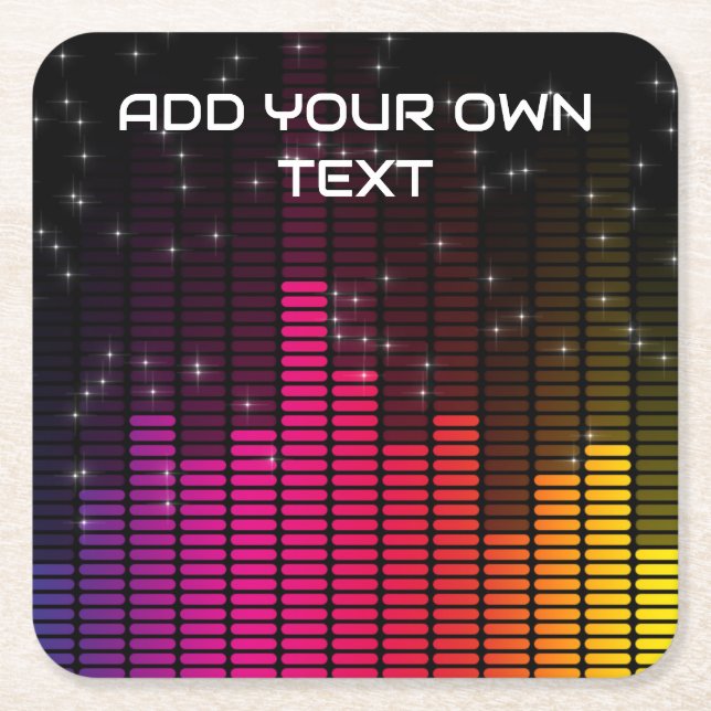 Equalizer Disco-ljus Musikvolym Anpassad text Underlägg Papper Kvadrat (Framsidan)