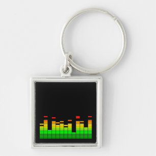 Equalizer Vibes från takten i DJ-musik grafik Fyrkantig Silverfärgad Nyckelring