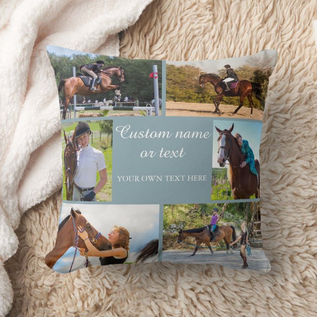 Equestrian 6 Photo Collage Blue Keepsakushion Kudde (Skapare uppladdad)