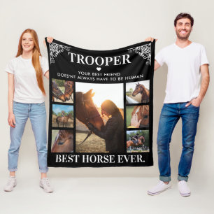 Equestrian Best Horse Aldrig Photo Collage Fleecefilt
