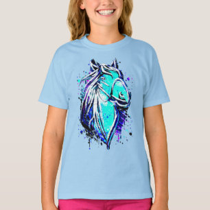 Equestrian - Blue Horse Teckning - T Shirt