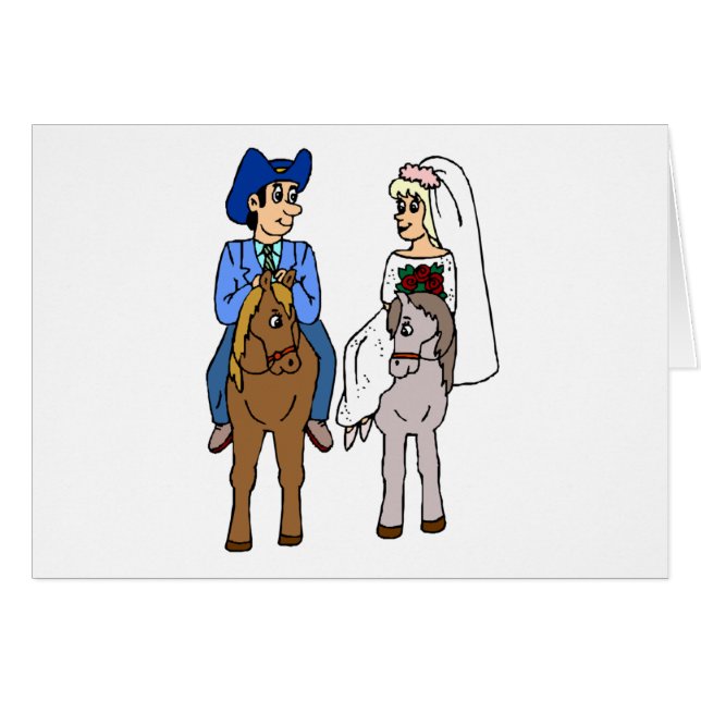 Equestrian Bröllop Theme Bride Groom Ride Horses Hälsningskort (Framsidan Horizontal)