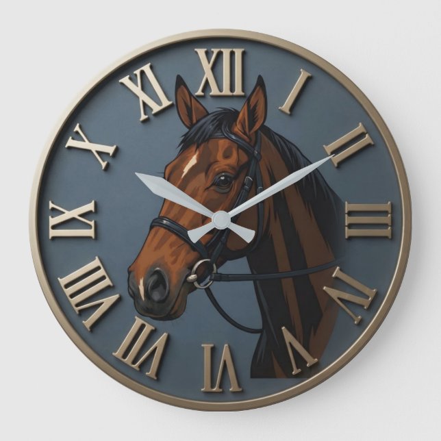 Equestrian Brown Horse   Stor Klocka (Framsida)
