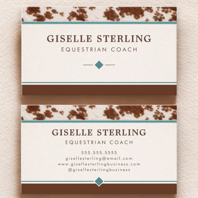 Equestrian Coach Rustic Cowhide Western Visitkort (Skapare uppladdad)