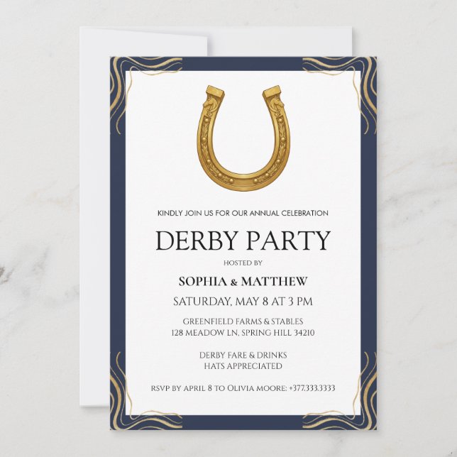 Equestrian Derby Party Modern Race Horse Invite Inbjudningar (Framsida)