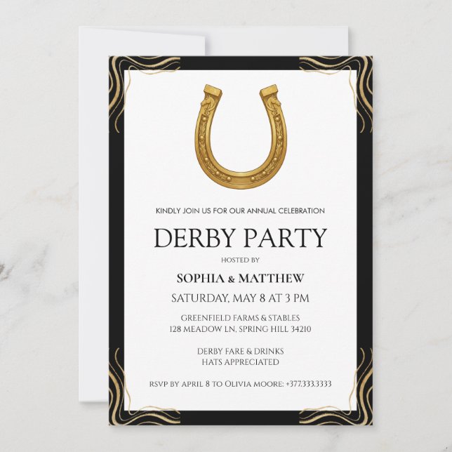Equestrian Derby Party Modern Race Horse Invite Inbjudningar (Framsida)