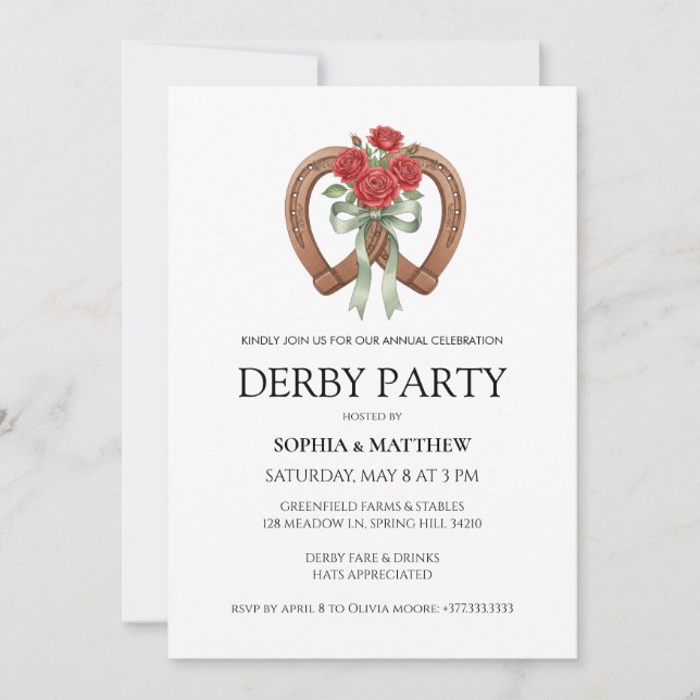 Equestrian Derby Party Modern Race Horse Invite Inbjudningar (Framsida)
