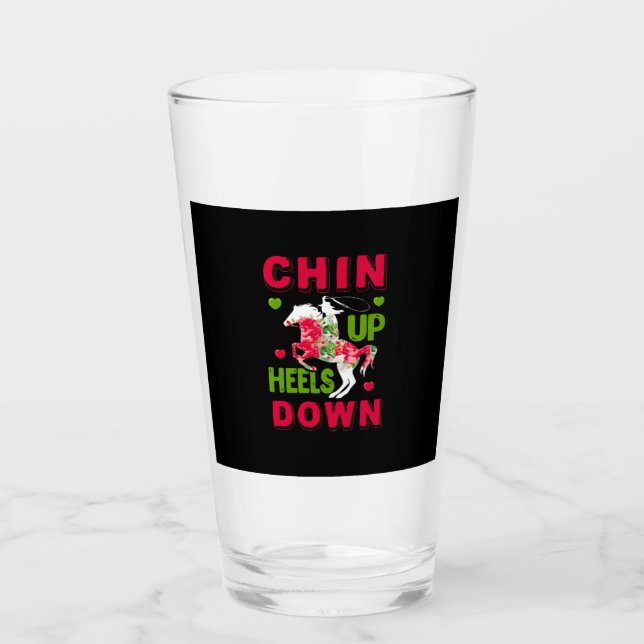 Equestrian Gift | Chin Up Heels Down Glaskopp (Framsida)