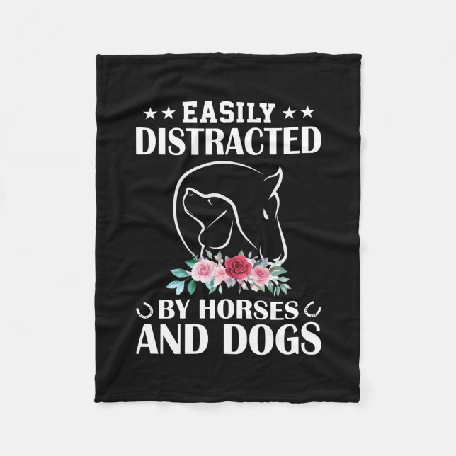 Equestrian Gift | Easily Distracted By Horses Fleecefilt (Framsidan)