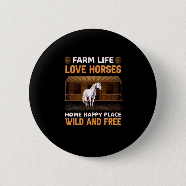 Equestrian Gift | Farm Life Kärlek Horses Knapp (Framsida)
