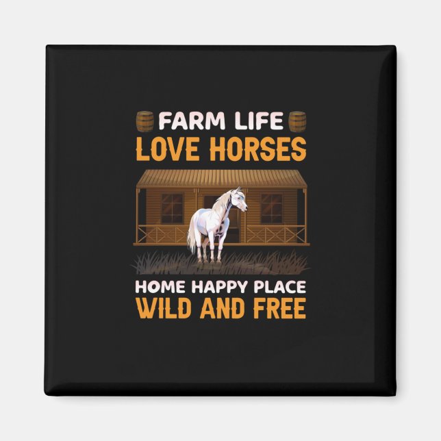 Equestrian Gift | Farm Life Kärlek Horses Magnet (Framsidan)