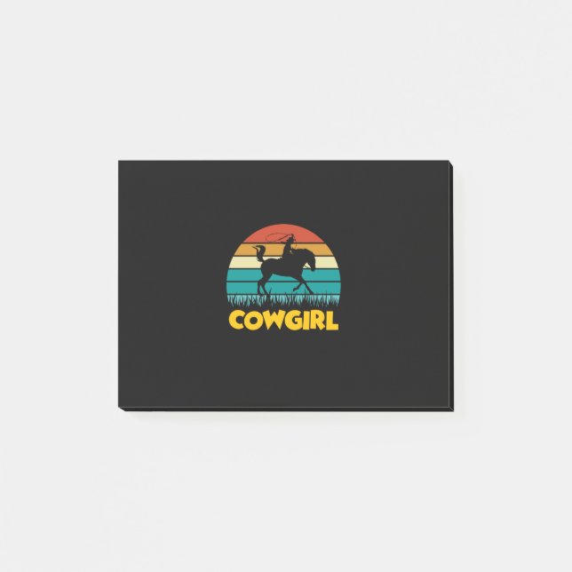 Equestrian Gift | Vintage Cowgirl Post-it Block (Framsida)
