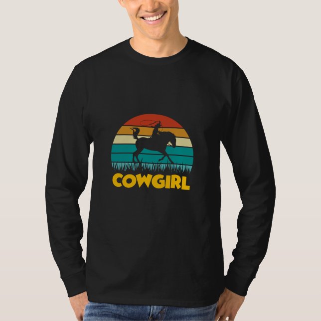 Equestrian Gift | Vintage Cowgirl T Shirt (Framsida)
