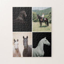 Equestrian Häst 4 Foto Collage Enkel Anpassad Pussel