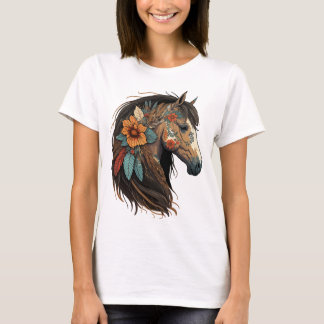 Equestrian Hästporträtt Western CowGirl Ridning T Shirt