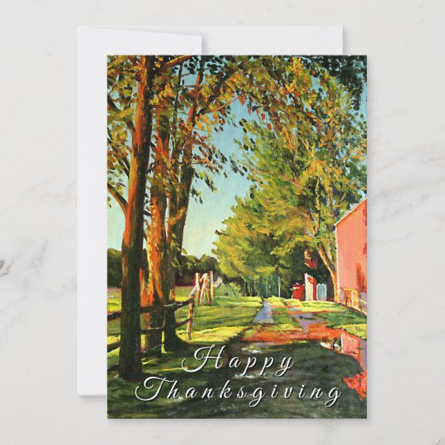 Equestrian Horse Barn Bright Reds Greens Yellows Julkort (Framsida)